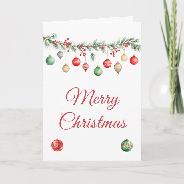 Christmas Ornament Exchange Party Garland Holiday Card (Front)