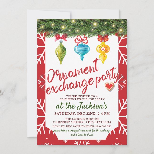 Christmas Ornament Exchange Party Invitation (Front)