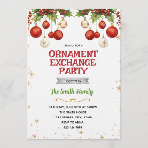 Christmas ornament exchange party invitation