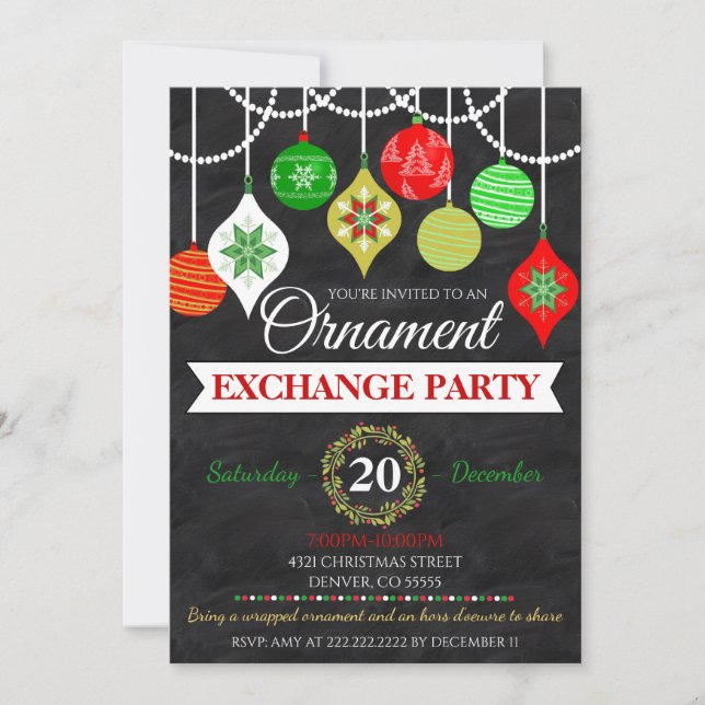 Christmas Ornament Exchange Party Invitation (Front)