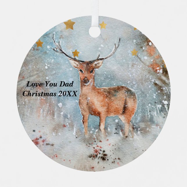 Christmas Ornament for Dad with Deer (Front)
