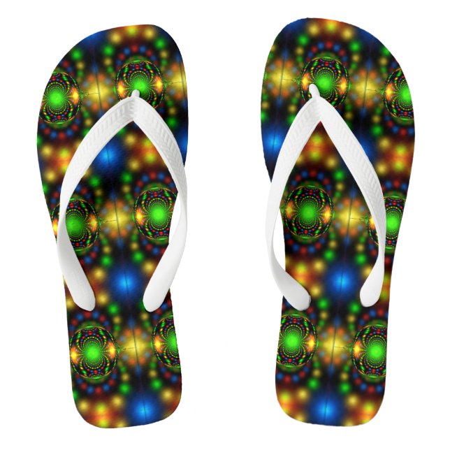 Christmas Ornament Fractal Design Flip Flops (Footbed)