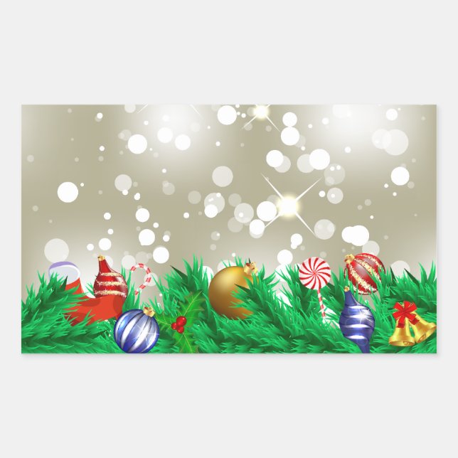 Christmas Ornament Glitter Rectangular Sticker (Front)