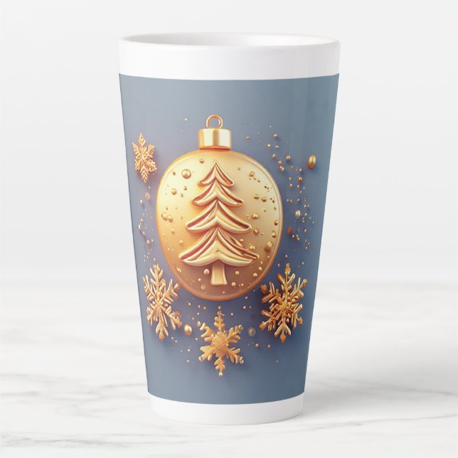 Christmas Ornament Glow ❄️ Snowflake Festive Latte Mug (Front)