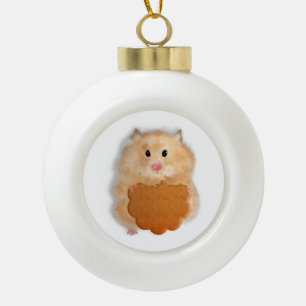 Christmas ornament, hamster with biscuit ceramic ball christmas ornament