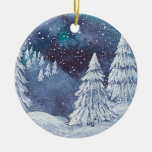 Christmas Ornament hand painted watercolor Winter