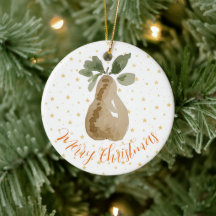 Christmas Ornament Handpainted Watercolor Pear