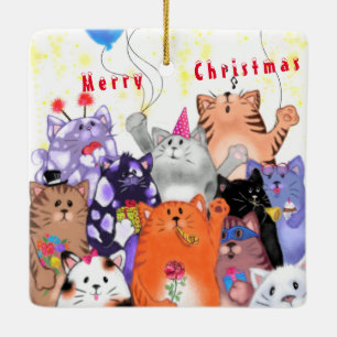 Christmas Ornament Happy Cats Party