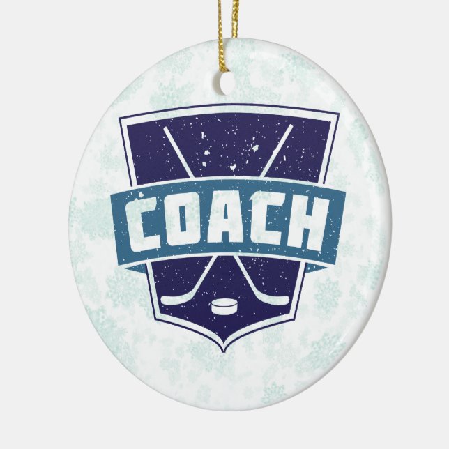Christmas Ornament, Hockey Coach Ceramic Tree Decoration (Left)