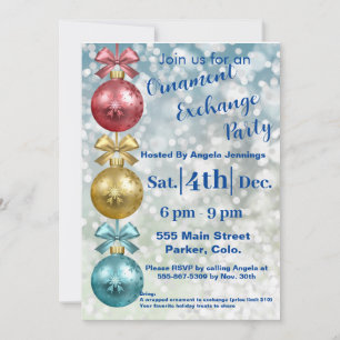 Christmas Ornament Holiday Party Invitation Cards