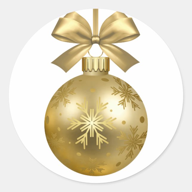 Christmas Ornament in Gold Classic Round Sticker (Front)