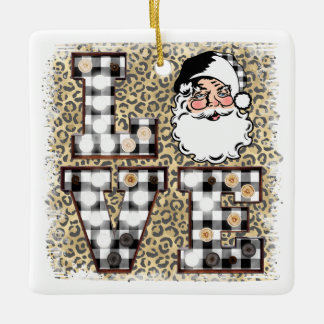 Christmas Ornament!  Leopard Santa Claus Love  Ceramic Ornament