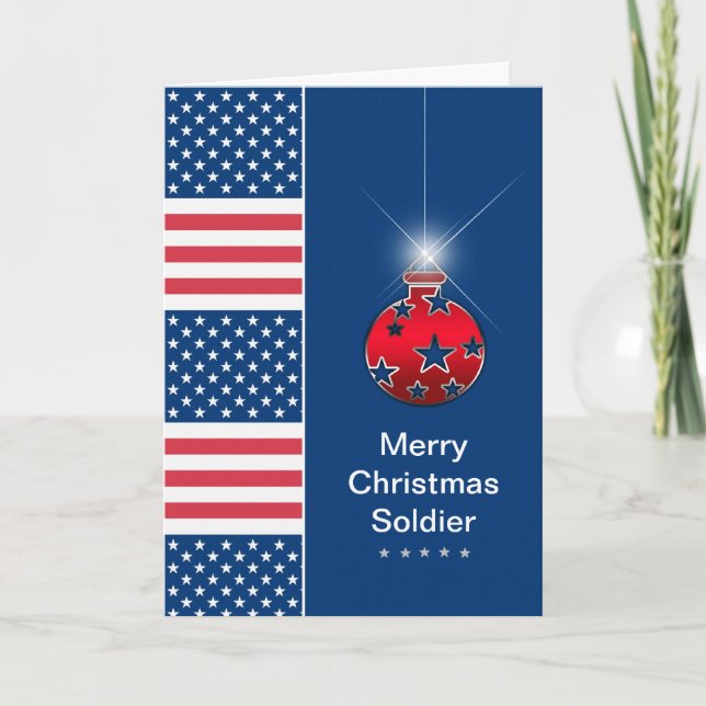 Christmas Ornament - Military Soldier - USA Holiday Card (Front)