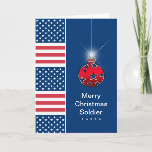 Christmas Ornament - Military Soldier - USA Holiday Card