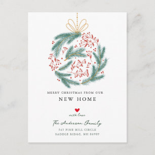Christmas Ornament Moving Announcement Postcard