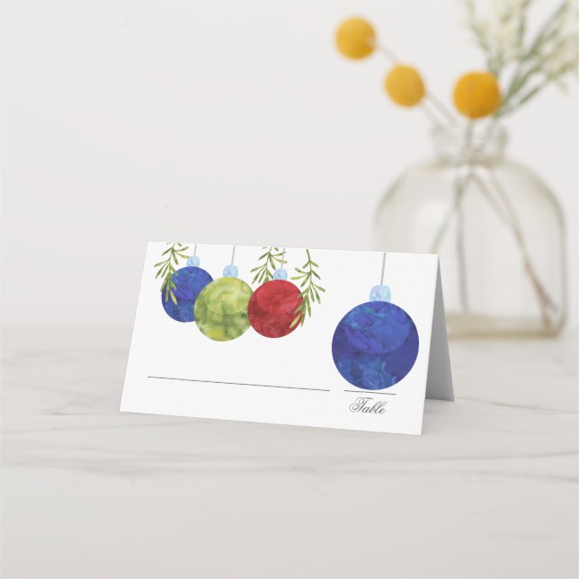 Christmas Ornament | Multi Colour on White |Weddin Place Card (Front)
