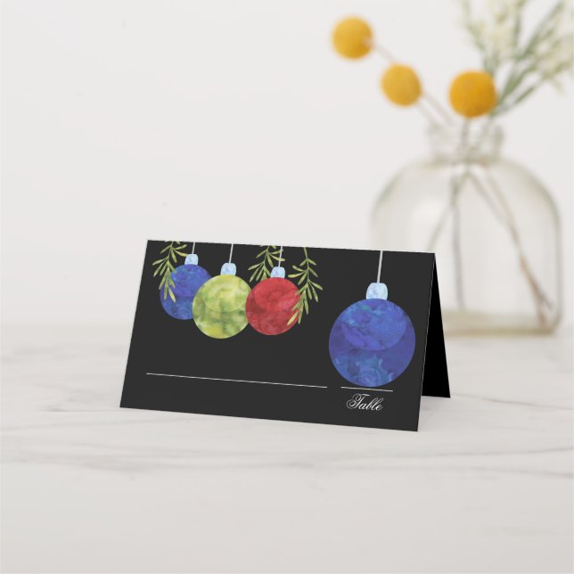 Christmas Ornament | Multi | Wedding Reception Place Card (Front)
