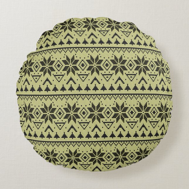 Christmas ornament nordic winter scandinavian norw round cushion (Front)