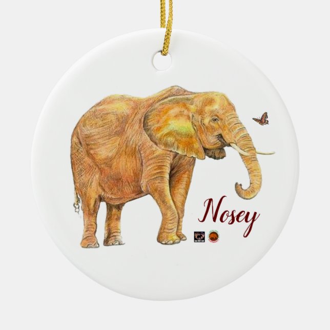 Christmas ornament, Nosey, one sided Ceramic Tree Decoration (Front)