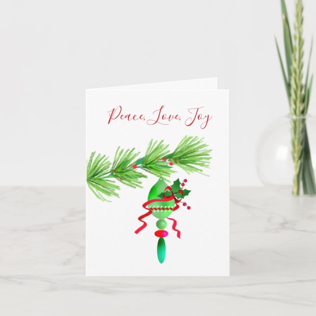 Christmas Ornament on Pine Tree Christmas Card (Front)