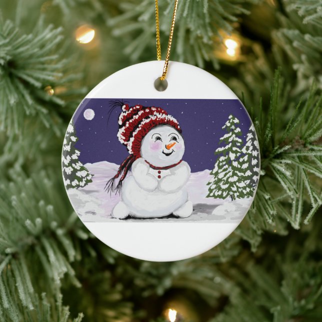 Christmas Ornament Original Digital Snowman Design (Tree)