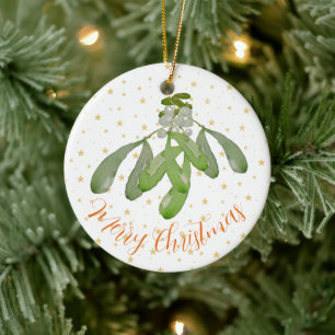 Christmas Ornament Original Watercolor Mistletoe