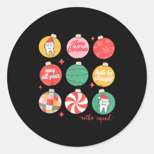 Christmas Ornament Orthodontic Ortho Squad Teeth B Classic Round Sticker