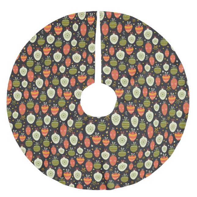 Christmas Ornament Pattern Brushed Polyester Tree Skirt (Front)