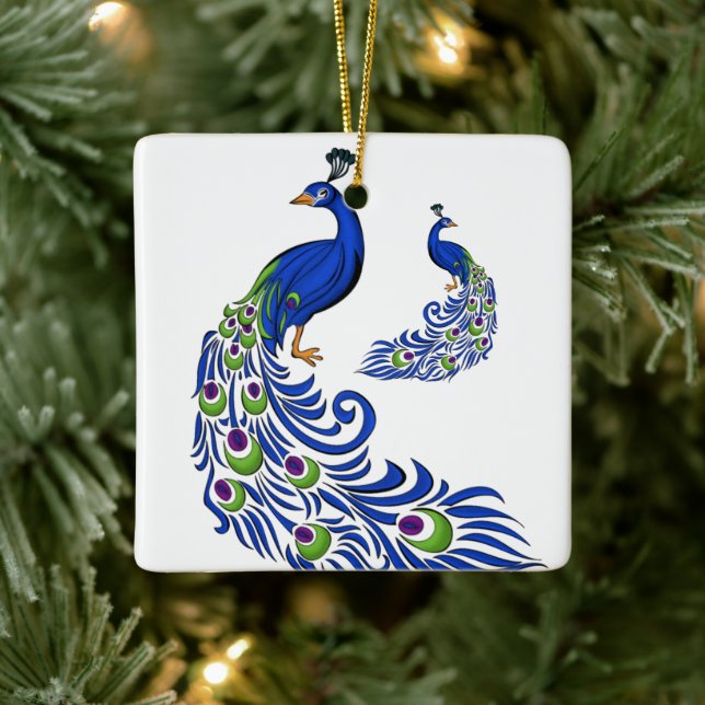 Christmas Ornament-Peacocks Ceramic Ornament (Tree)