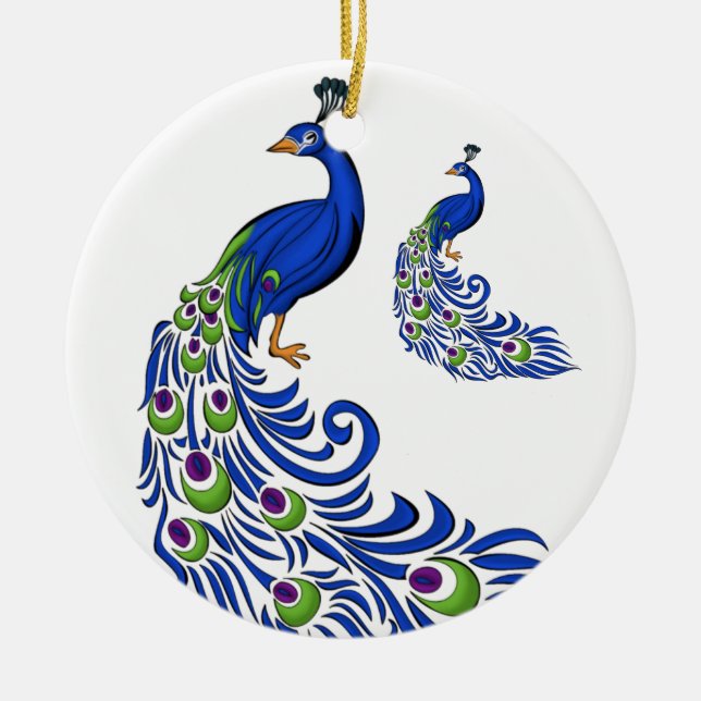 Christmas Ornament-Peacocks Ceramic Tree Decoration (Front)