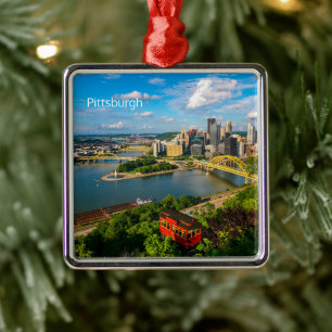 Christmas Ornament-Pittsburgh w/ Incline Metal Tree Decoration