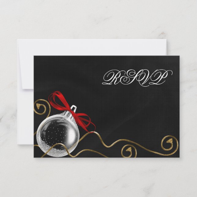 Christmas Ornament Red Bow RSVP (Front)