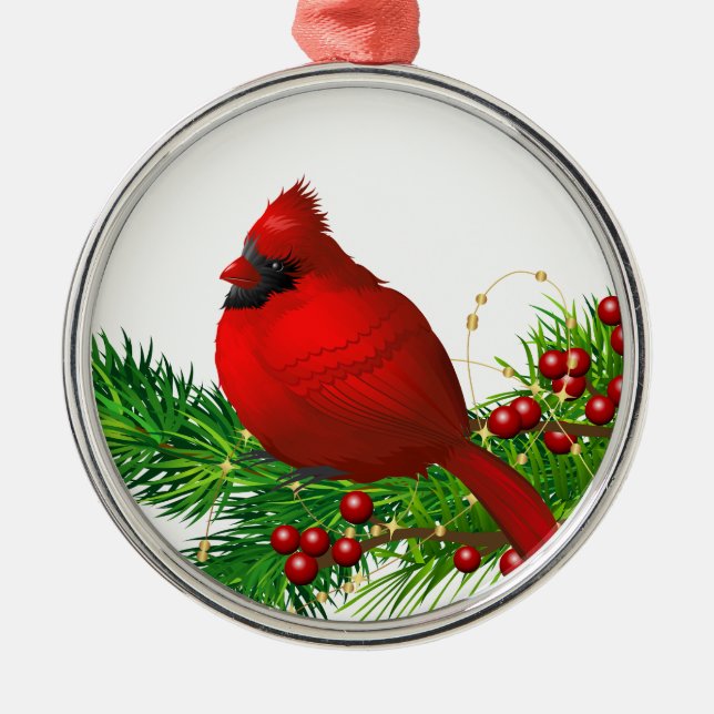 Christmas Ornament-Red Cardinal Metal Tree Decoration (Front)