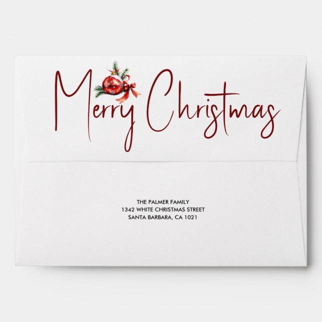 Christmas ornament red Merry Christmas holiday Envelope (Back (Top Flap))