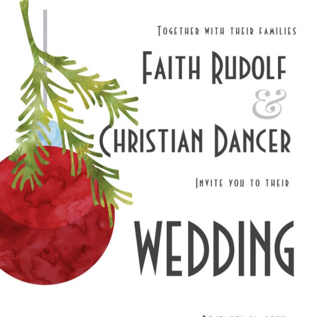 Christmas Ornament Red, Modern  Wedding Announcement (Creator Uploaded)