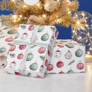 Christmas ornament rustic watercolor vibe wrapping paper