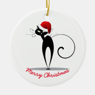 Christmas Ornament-Santa Cat Ceramic Tree Decoration