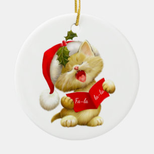 Christmas Ornament-Santa Kitty Ceramic Tree Decoration