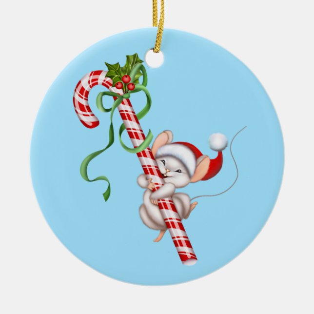 Christmas Ornament-Santa Mouse Ceramic Ornament (Front)