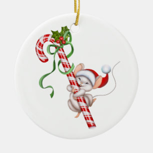 Christmas Ornament-Santa Mouse Ceramic Tree Decoration