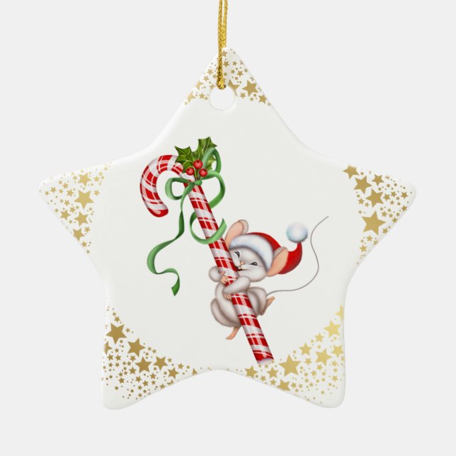 Christmas Ornament-Santa Mouse Ceramic Tree Decoration (Front)