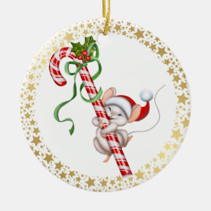 Christmas Ornament-Santa Mouse Ceramic Tree Decoration