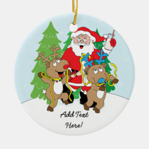 Christmas Ornament Santa & Reindeer Personalise