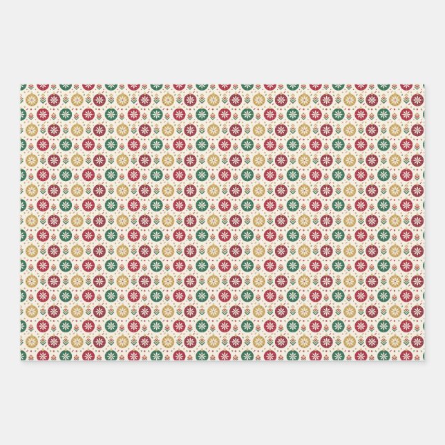 Christmas Ornament Seamless Pattern Design Wrapping Paper Sheet (Front)