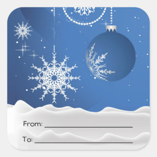 Christmas Ornament Snow Snowflakes Square Stickers
