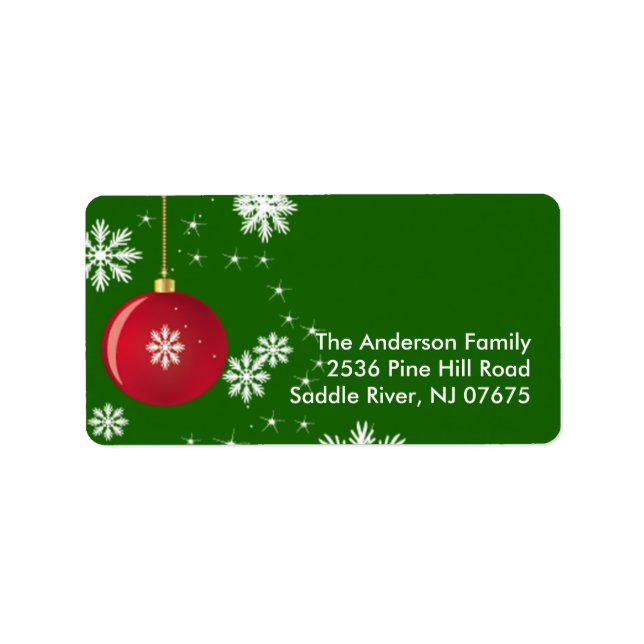 Christmas Ornament Snowflakes Address Label (Front)