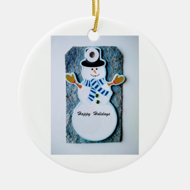 Christmas Ornament-Snowman Ceramic Tree Decoration (Front)