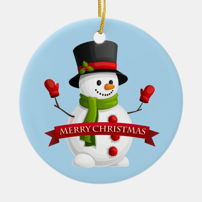 Christmas Ornament-Snowman Ceramic Tree Decoration (Front)