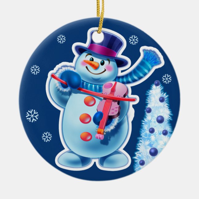 Christmas ornament snowman music band. (Front)