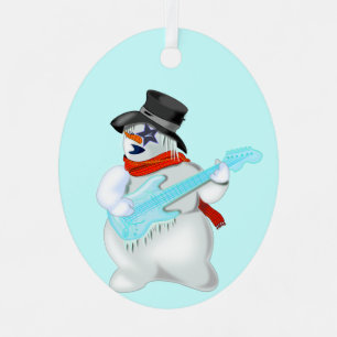 Christmas Ornament Snowmans Rock Music Player